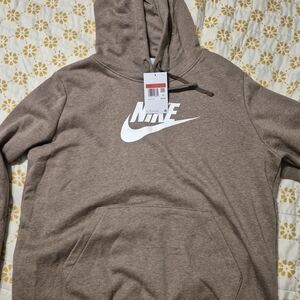 Nike Women's Tan Hoodie with White Logo
